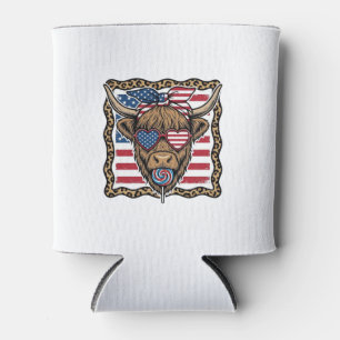 Porta-lata Vaca Highland Patriótica Gráfica de Bandeira Vinta