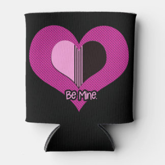 Porta-lata Valentine Heart Pink and Black Be Mine