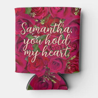 Porta-lata Valentine's Day Red Roses Custom Message