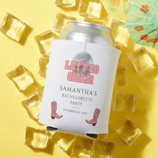 Porta-lata Vamos Meninas Disco Cowgirl Bachelorette Weekend (Verão in situ)