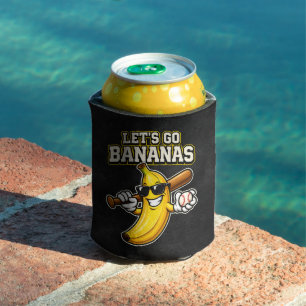 Porta-lata Vamos Torcer Bananas Beisebol Retrô Banana Engraça