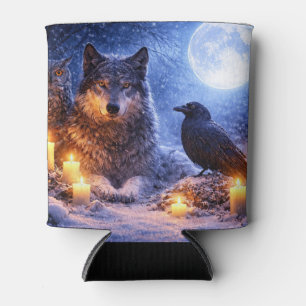 Porta-lata Velas de Coruja Lobo Raven Místicas Inverno Neve