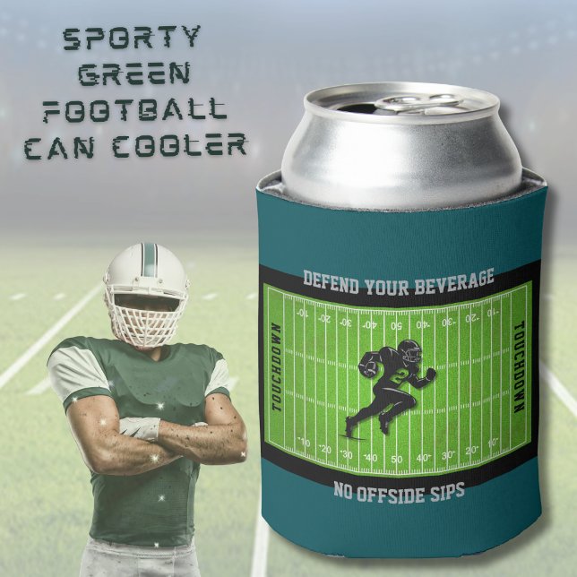 Porta-lata Ventilador de futebol verde esportivo pode resfria (Defend Your Beverage! Personalized Football Can Cooler)