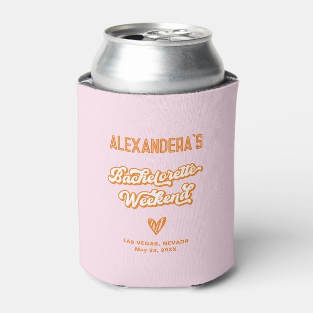 Porta-lata Verão Rosa e Laranja de Solteira (Can Front)