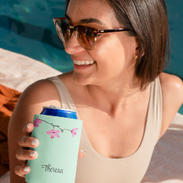 Porta-lata Verde-Casa-de-Cereja Rosa Personalizado