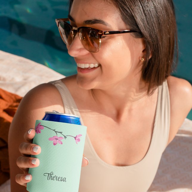 Porta-lata Verde-Casa-de-Cereja Rosa Personalizado (Criador carregado)