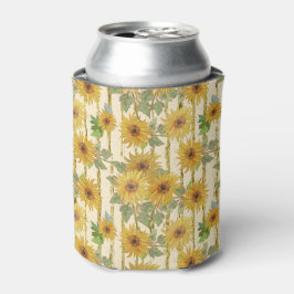 PORTA-LATA VERDE COM FLORES AMARELOS E DOURADOS