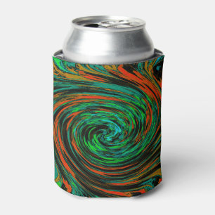 Porta-lata Verde limão e Grelha de Abstrato Laranja