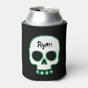 Porta-lata Verde Néon Skull Add Name Pode Resfriar