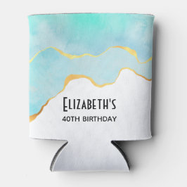 Porta-lata Verde tropical tranquilo com aniversário Dourado n