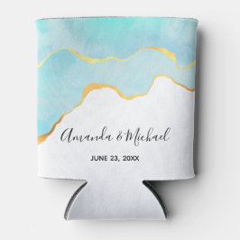 Porta-lata Verde tropical tranquilo com casamento Dourado na