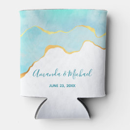 Porta-lata Verde tropical tranquilo com casamento Dourado na