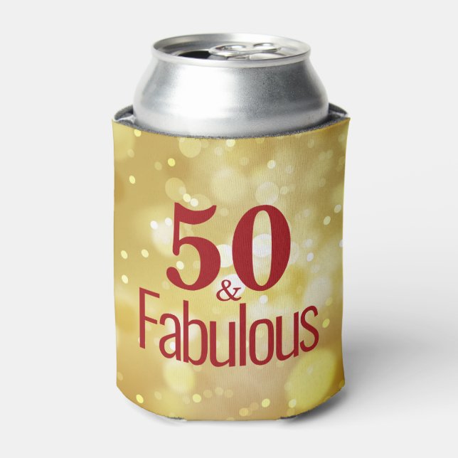 Porta-lata Vermelho 50 e Fabulosa Espuma Dourada de Aniversár (Can Front)