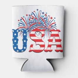 PORTA-LATA VERMELHO AZUL EUA COM FIREWORTS