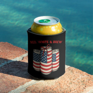 Porta-lata Vermelho Branco & Cerveja Refrescante Lata de Cerv