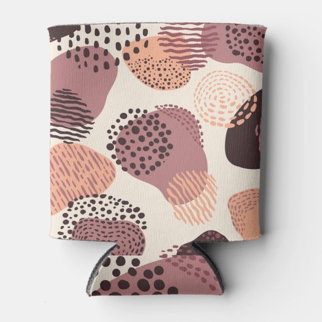 Porta-lata Vermelho Castanho Orgânico, Formas Abstrato. (Frente)