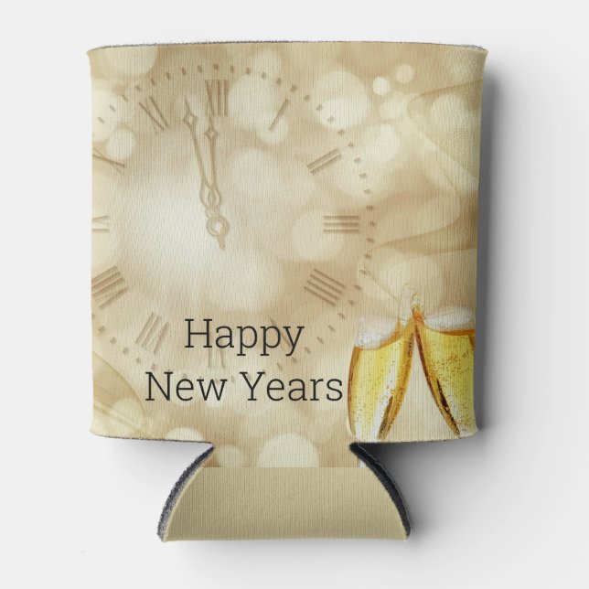 Porta-lata Véspera de Ano Novo com óculos de champanhe (Frente)