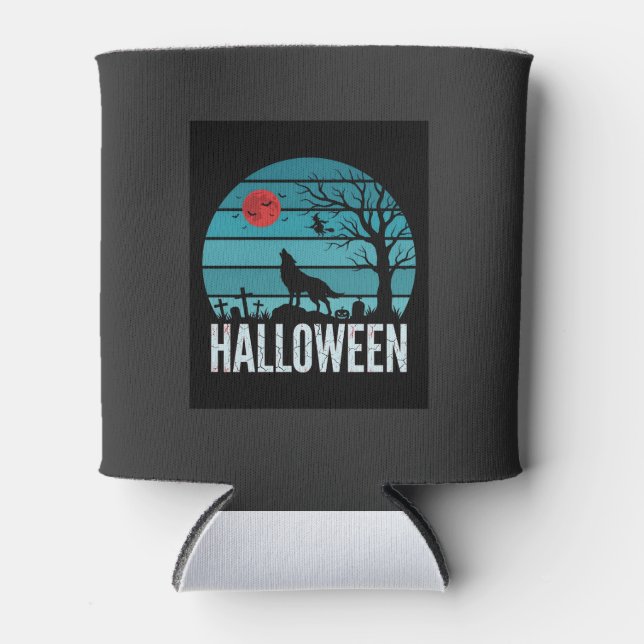 Porta-lata Vetor da Lua do Cemitério do Lobo de Halloween (Frente)