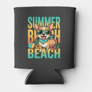 Porta-lata Vetor de férias de cão de praia de verão