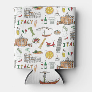 Porta-lata Viagem italiano, comida nacional, padrão de rabisc