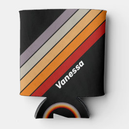 Porta-lata Vibe Retrô com Listras Coloridas e Nome