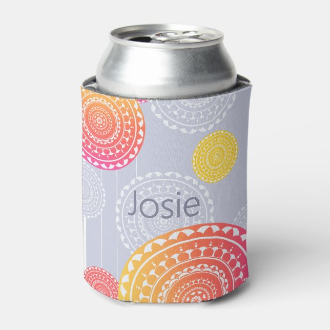 Porta-lata Vibrante Amarelo Amarelo Aleatório Mandala em Nome (Can Front)