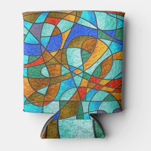 Porta-lata Vidro manchado: desenho abstrato colorido.