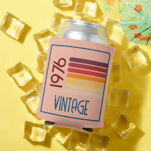 Porta-lata Vintage 1976 Retro Stripe Sun 50th Birthday Pink