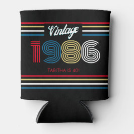 Porta-lata Vintage 1986 Retro Stripe 40th Birthday Favor
