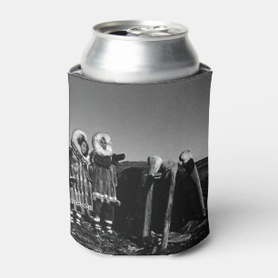 Porta-lata Vintage Alaska Peles com pelo esquimo esquimó-ár