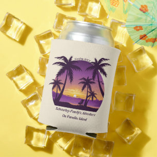 Porta-lata Vintage Beach Sunset Vacage lounger pach roxo