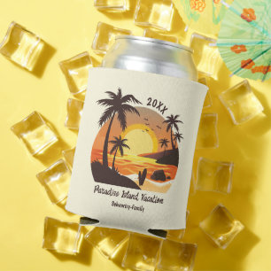 Porta-lata Vintage Beach Sunset Vacset surf laranja castanho