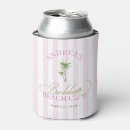 Porta-lata Vintage Cabana Pink Stripes Palm Tree Bachelorette