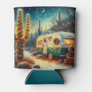 Porta-lata Vintage Camper Christmas em Desert Saguaro Cactus