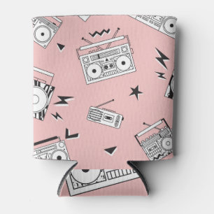 Porta-lata Vintage cassette players: padrão retrô.