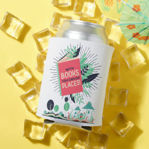 Porta-lata Vintage com livros, você pode ir a lugares.