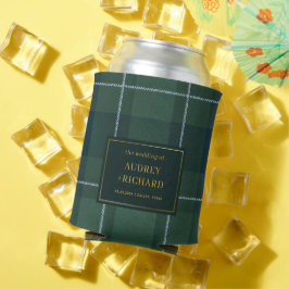 Porta-lata Vintage Dark Green Tartan Polo Plaid Wedding Favor