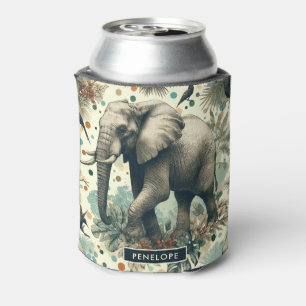 Porta-lata Vintage Elephant Jungle Painting