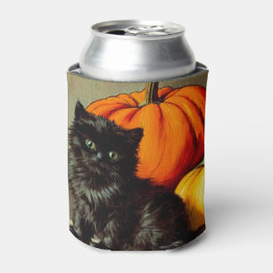 Porta-lata Vintage Halloween Black Cat e Pumpkins