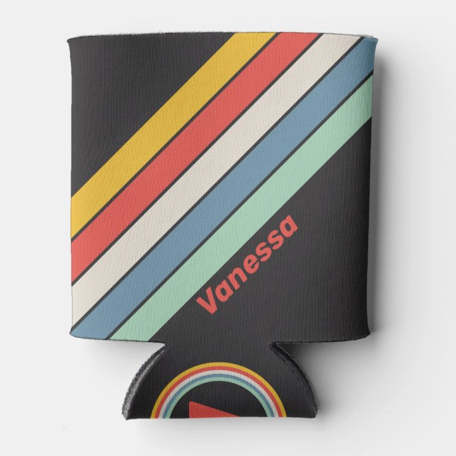 Porta-lata Vintage Midnight Stripes with Name (Frente)