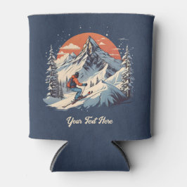 Porta-lata Vintage Mountain Pine Skiing Laranja Sunset