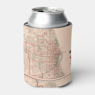 Porta-lata Vintage Old Map of Chicago - 1893