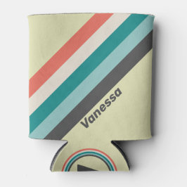 Porta-lata Vintage Pistachio Stripes com Nome