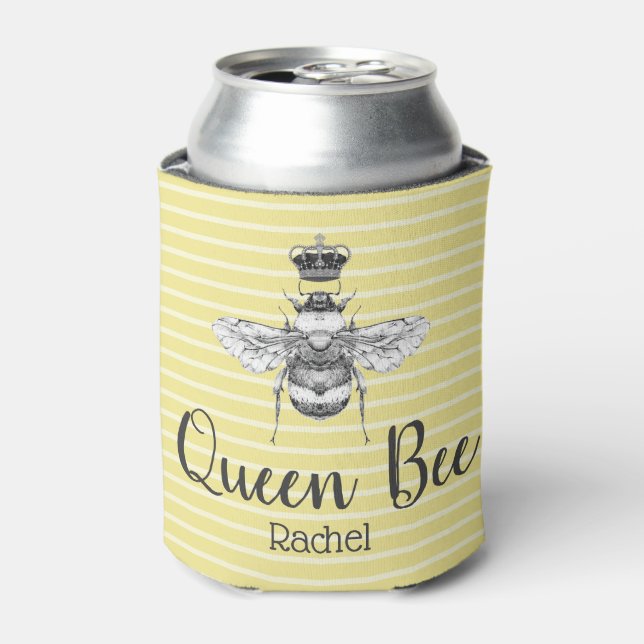 Porta-lata Vintage Queen Bee & Stripes | Personalizado (Can Front)