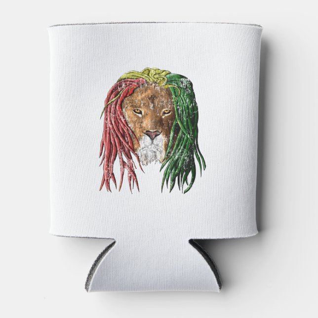 Porta-lata Vintage Rasta Reggae Lion (Frente)