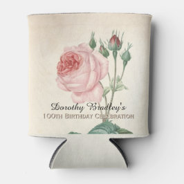 Porta-lata Vintage Rosa 100th Birthday Celebration Can Cooler