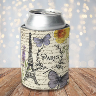 Porta-lata vintage rustic borterfly paris eiffel torre