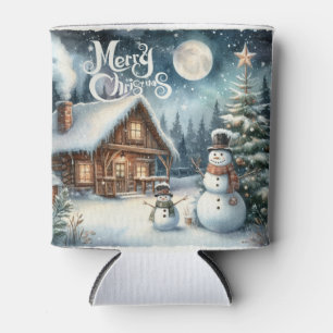 Porta-lata Vintage/Rustic/Snowman/Natal