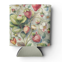 Vintage Strawberry Garden Botânica Watercolor