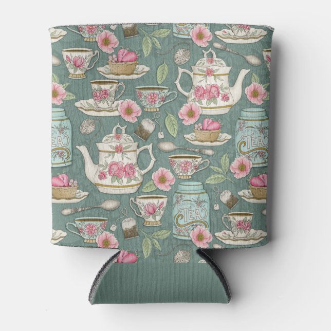 Porta-lata Vintage Tea Party Can Cooler (Frente)